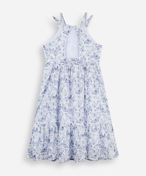 vestido infantil com recorte borboletas off white
