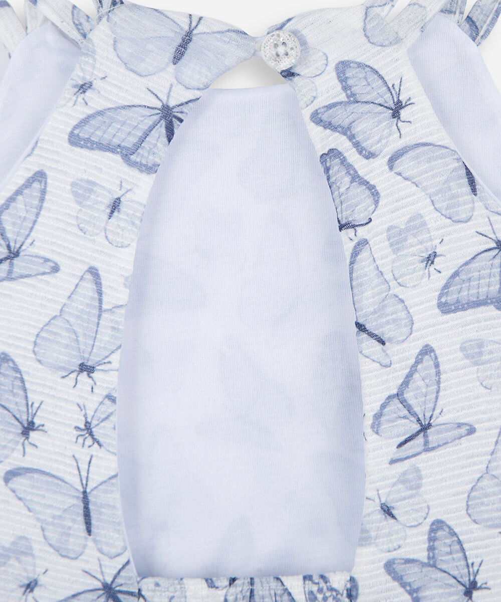 vestido infantil com recorte borboletas off white