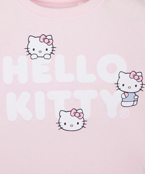 camiseta infantil de algodão com estampa hello kitty com brinde rosa