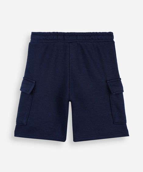 bermuda cargo infantil de moletom com recorte azul