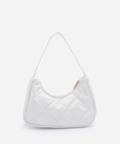 bolsa infantil de ombro matelassê com chaveiro de coração off white
