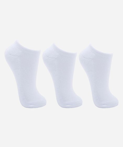 kit de 3 meias cano baixo femininas off white