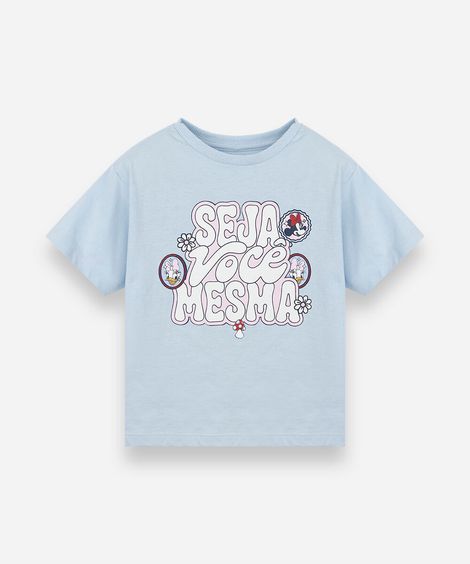 camiseta infantil de algodão manga curta julia faria e mickey e amigos azul