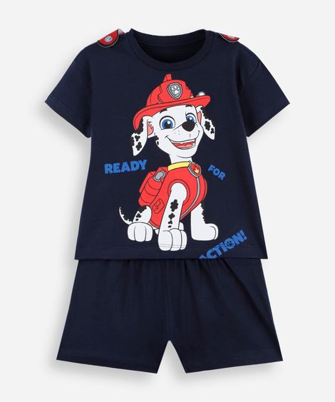 pijama curto infantil de algodão patrulha canina azul