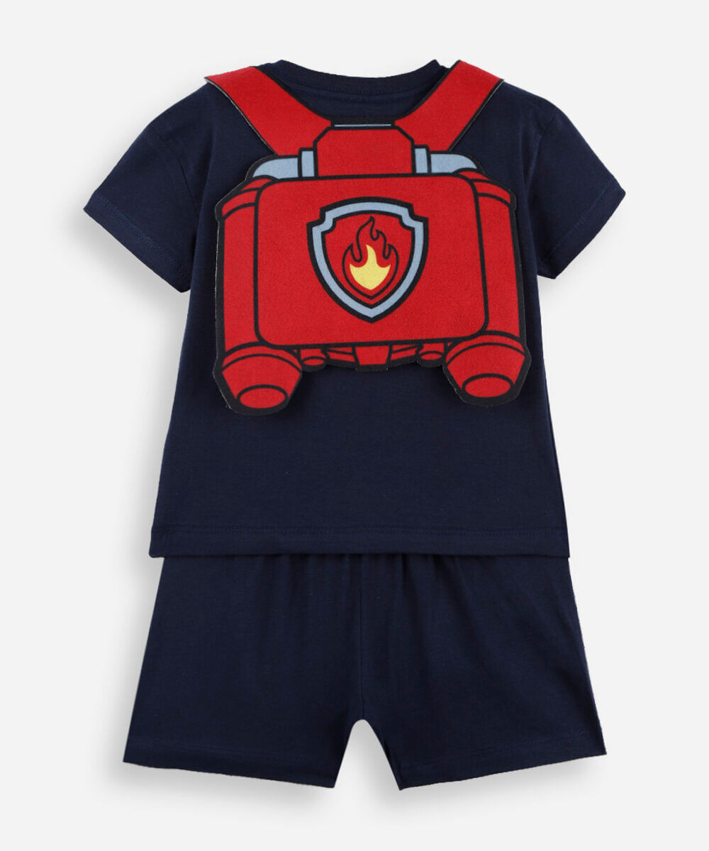 pijama curto infantil de algodão patrulha canina azul