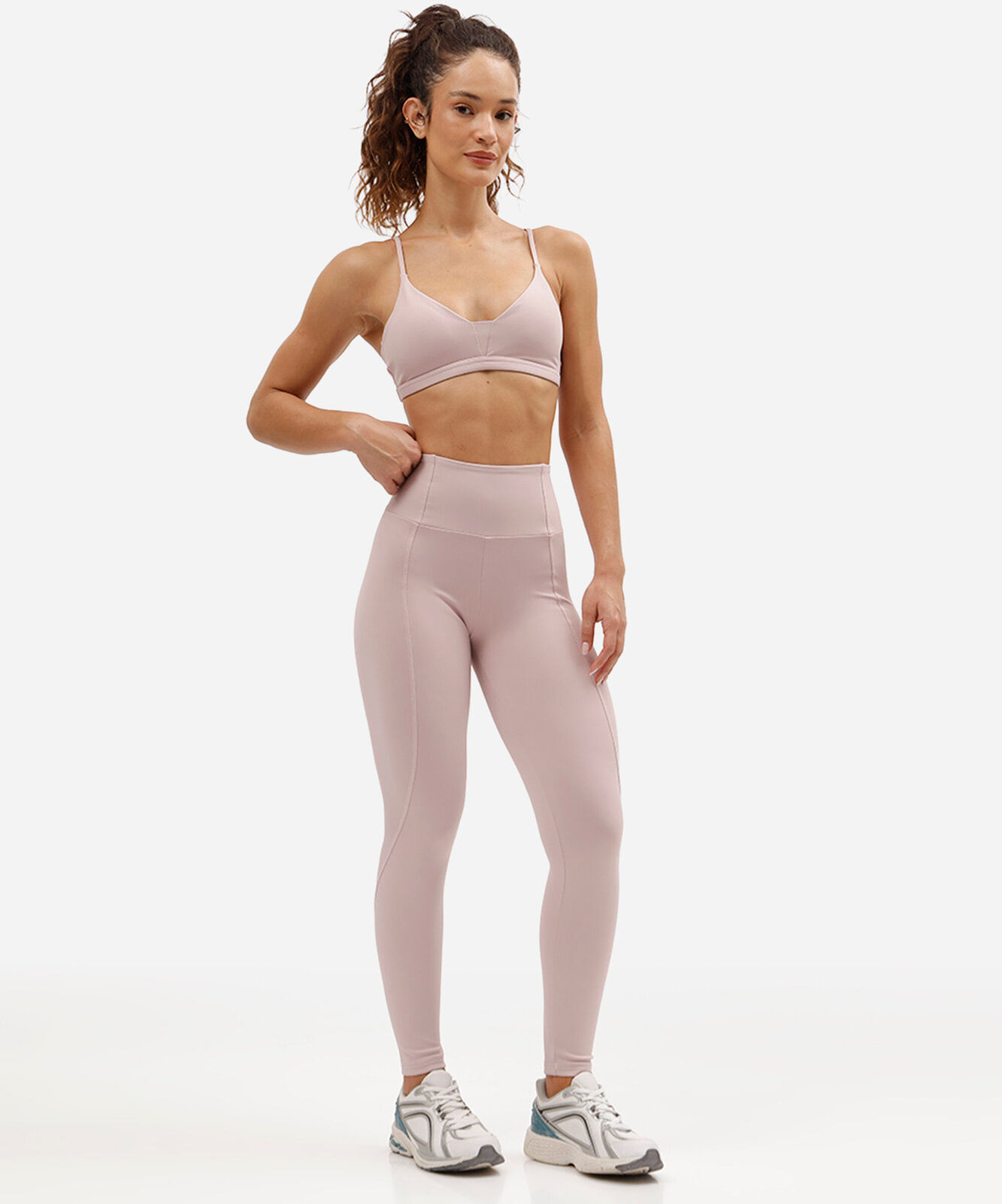 calça legging esportiva feminina com recorte rosa