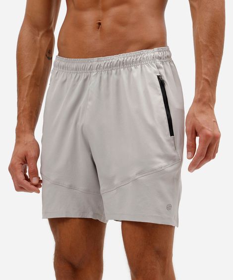 bermuda esportiva masculina com recorte cinza