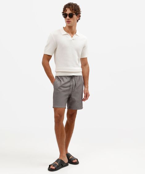 short jogger masculino de sarja cós elástico marrom