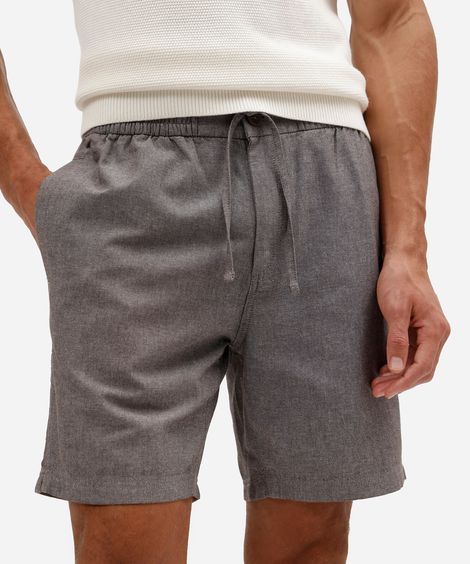 short jogger masculino de sarja cós elástico marrom