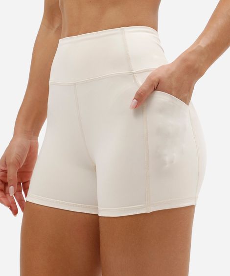 bermuda feminina esportiva com bolsos off white
