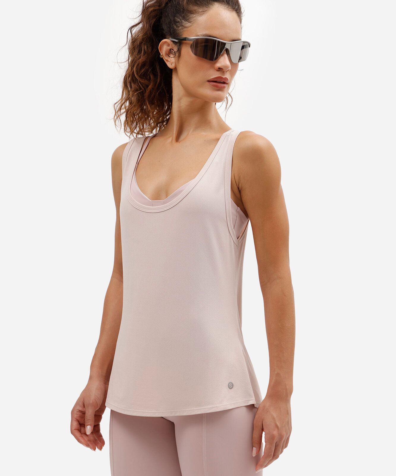 regata esportiva feminina de poliamida com tecnologia dry rosa