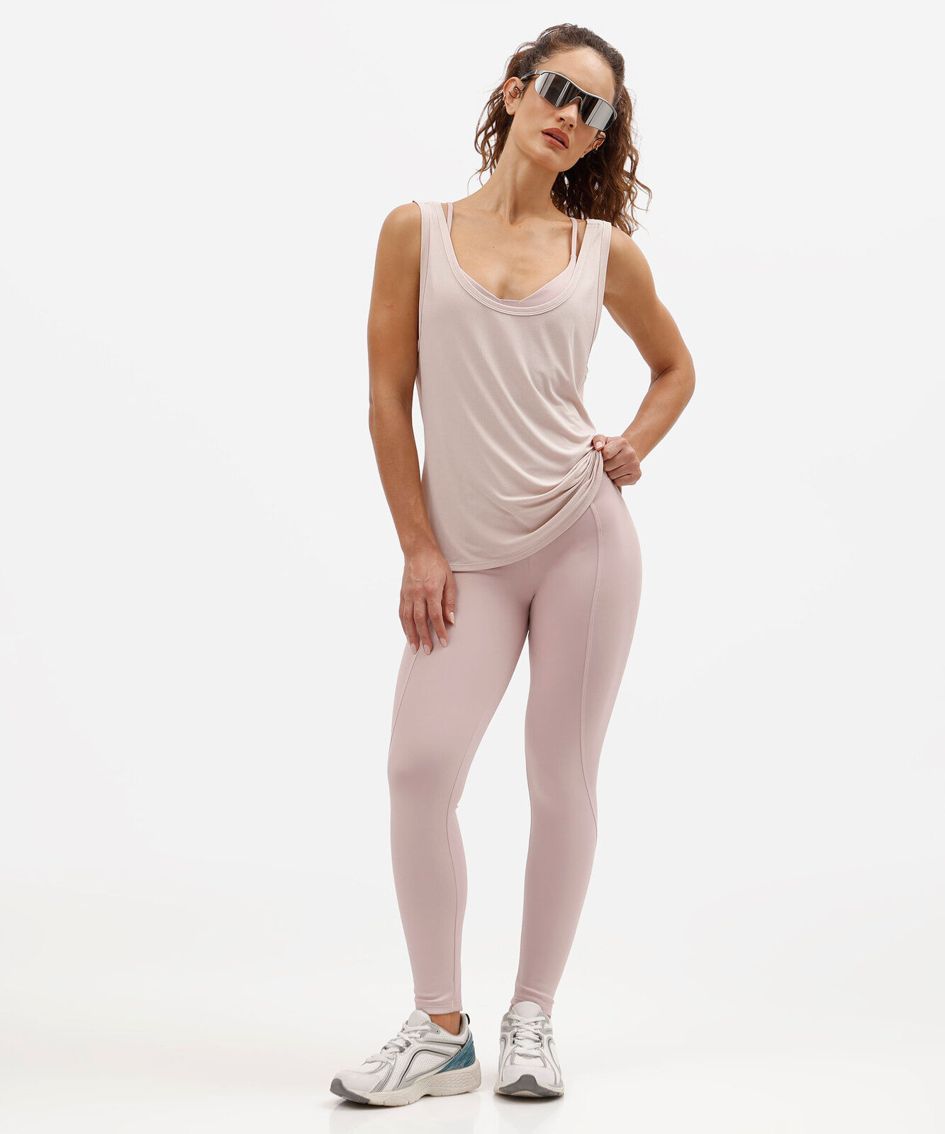 regata esportiva feminina de poliamida com tecnologia dry rosa