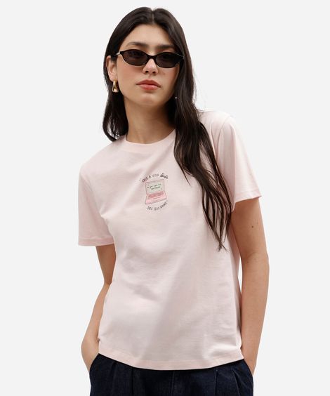 camiseta feminina em algodão barbie rosa
