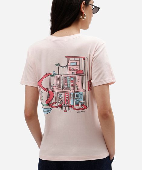 camiseta feminina em algodão barbie rosa