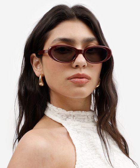 óculos de sol oval bold feminino de acetato vinho