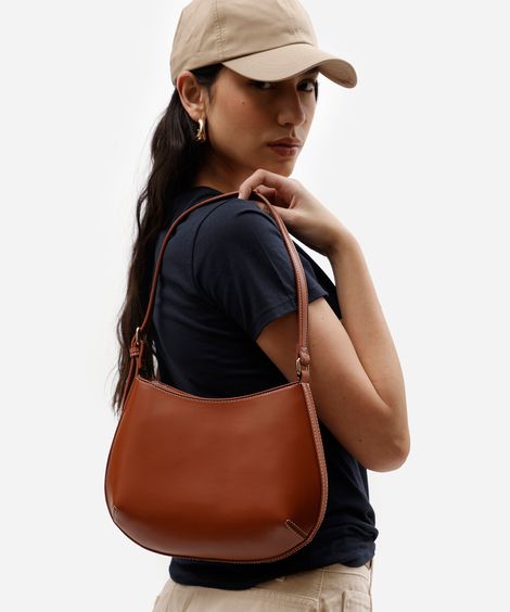 bolsa feminina baguete com alça de ombro laranja