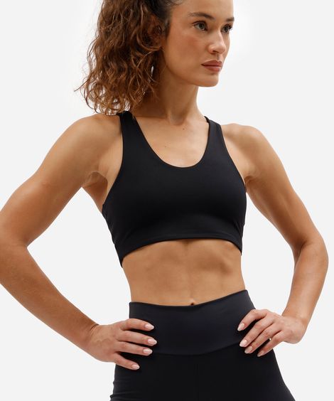 top nadador esportivo feminino de poliamida preto