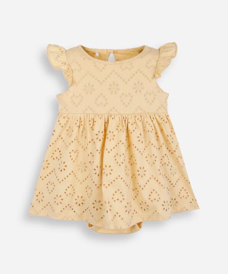 body vestido infantil de laise amarelo