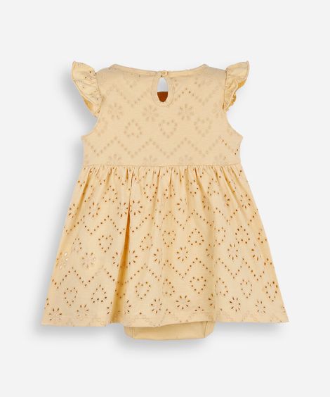 body vestido infantil de laise amarelo