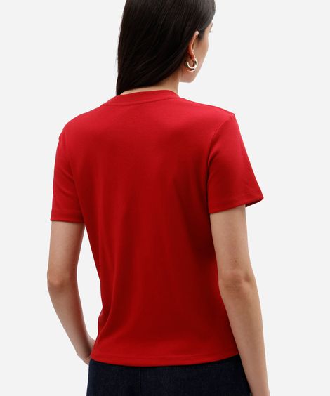 camiseta slim feminina de algodão peruano manga curta básica vermelha