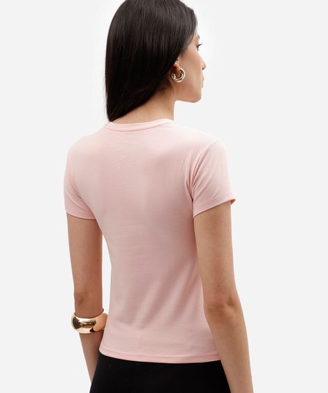 camiseta baby look feminina de algodão manga curta olivia rodrigo rosa