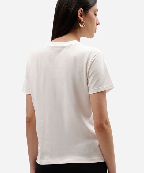 camiseta feminina de algodão manga curta barbie off white
