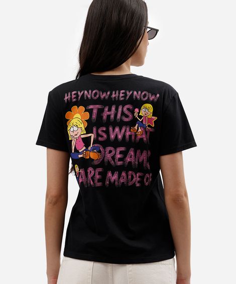 camiseta feminina de algodão manga curta lizzie mcguire preta