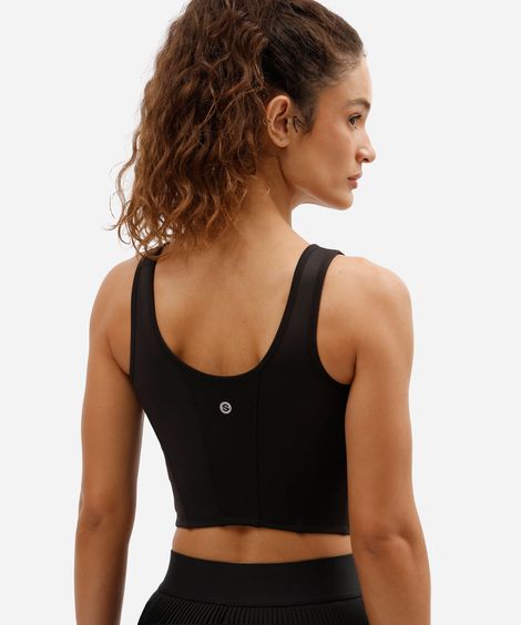 top alongado feminino com recortes esportivo preto