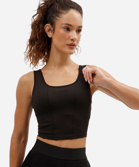 top alongado feminino com recortes esportivo preto