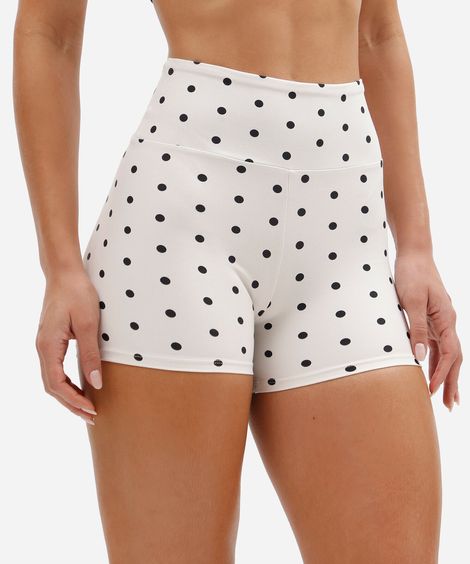 bermuda esportiva feminina de poliamida poá off white