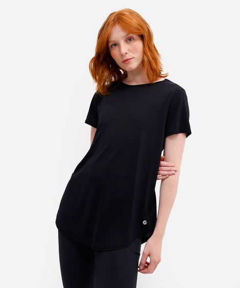 camiseta esportiva de poliamida com recorte preto