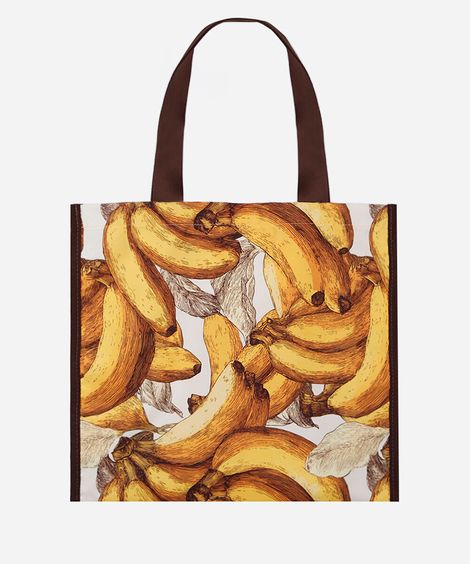 bolsa tote feminina com estampa de bananas amarela