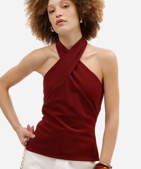 blusa feminina frente única vinho