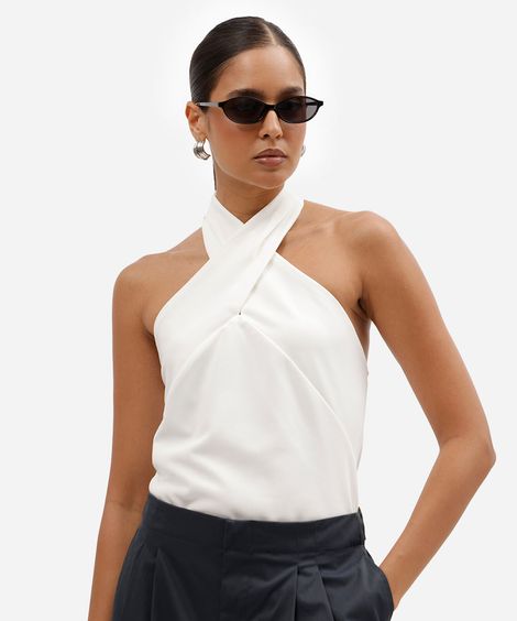 blusa feminina frente única off white