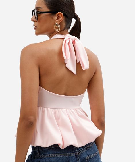 blusa balonê feminina frente única rosa