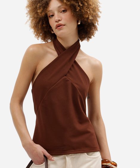 blusa feminina frente única marrom