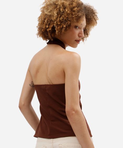 blusa feminina frente única marrom