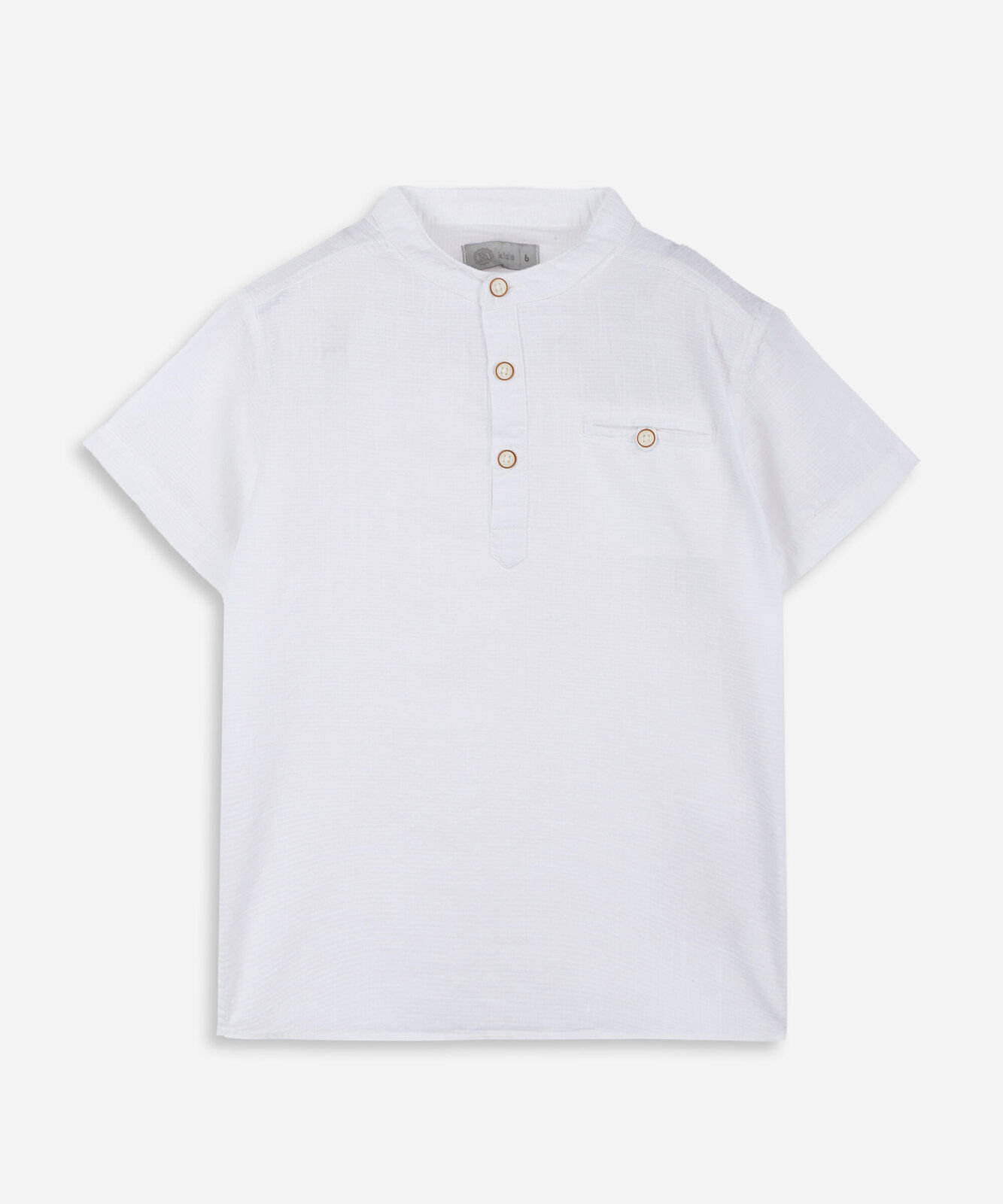 bata infantil de algodão gola henley manga curta off white
