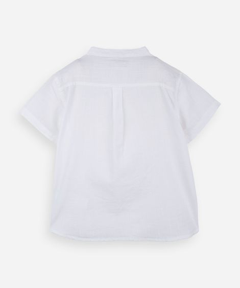 bata infantil de algodão gola henley manga curta off white