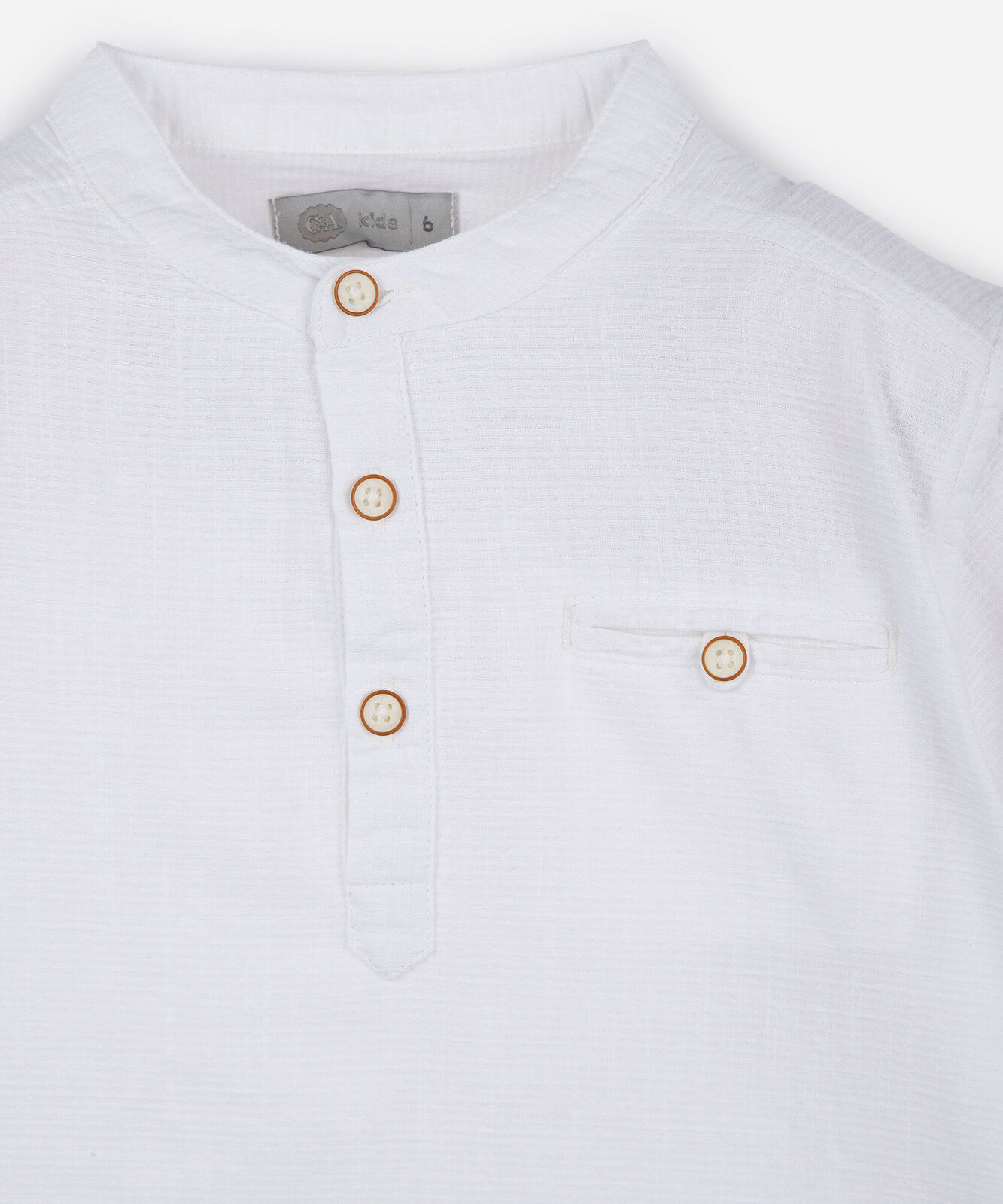 bata infantil de algodão gola henley manga curta off white