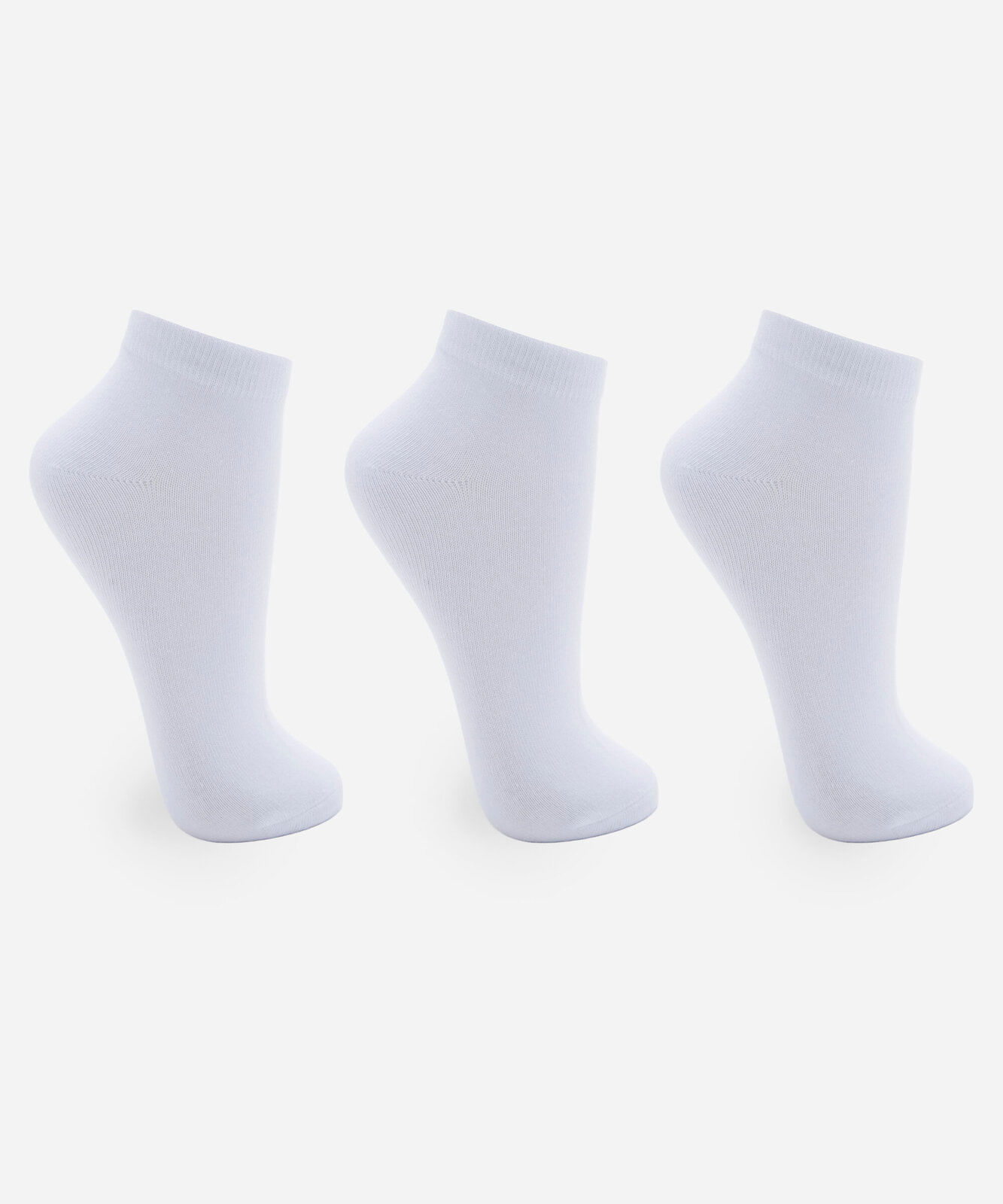 kit de 3 pares de meias esportivas femininas cano baixo de algodão branca