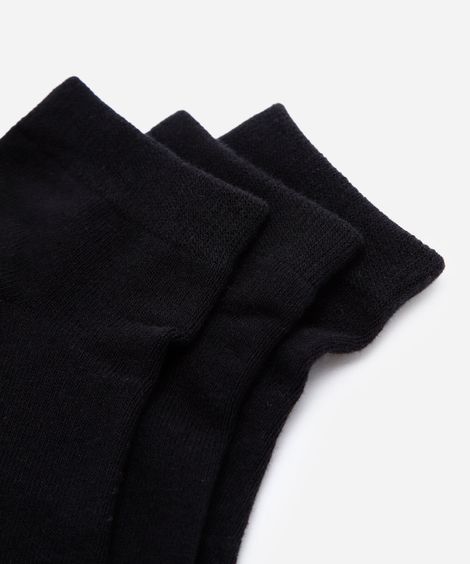 kit de 3 pares de meias femininas cano baixo de algodão preto