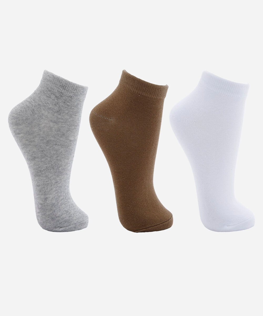 kit de 3 pares de meias femininas cano baixo de algodão colorido