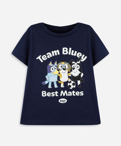 camiseta oversized infantil de algodão com estampa bluey azul