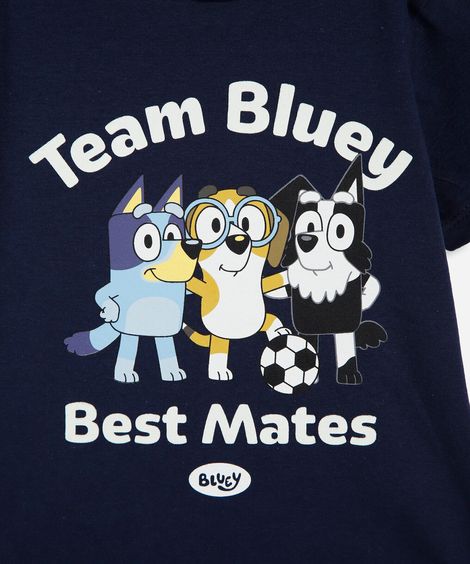 camiseta oversized infantil de algodão com estampa bluey azul