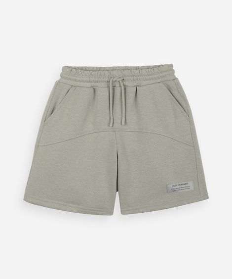 bermuda infantil de moletom com recorte verde