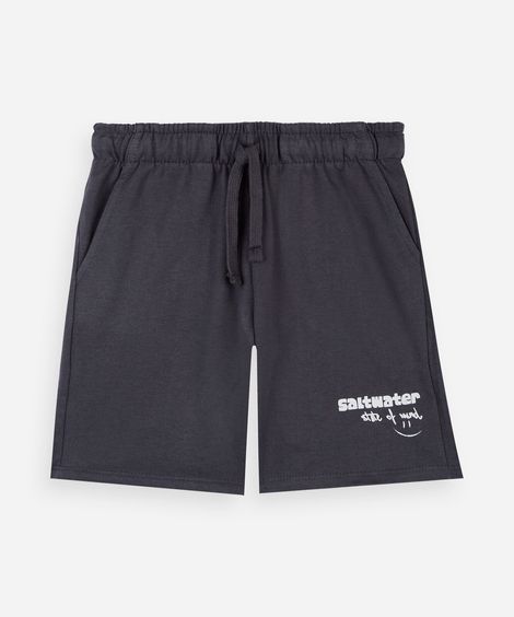 bermuda infantil de moletom estampado cinza