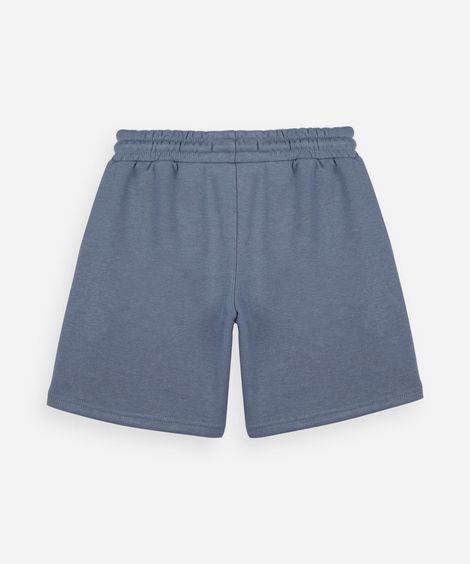bermuda infantil masculina de moletom com recortes azul