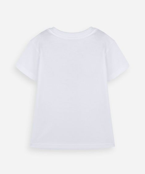 camiseta infantil oversized  de algodão com estampa de listra off white