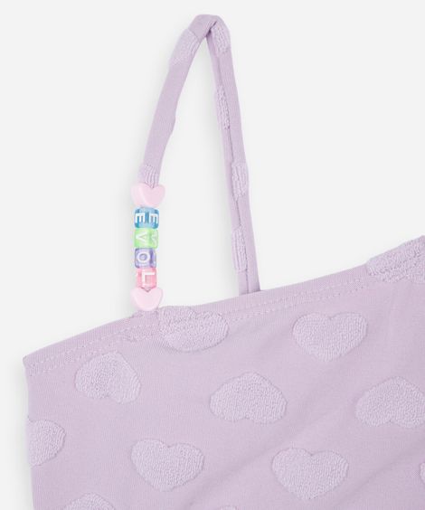 biquíni infantil textura coração - lilás